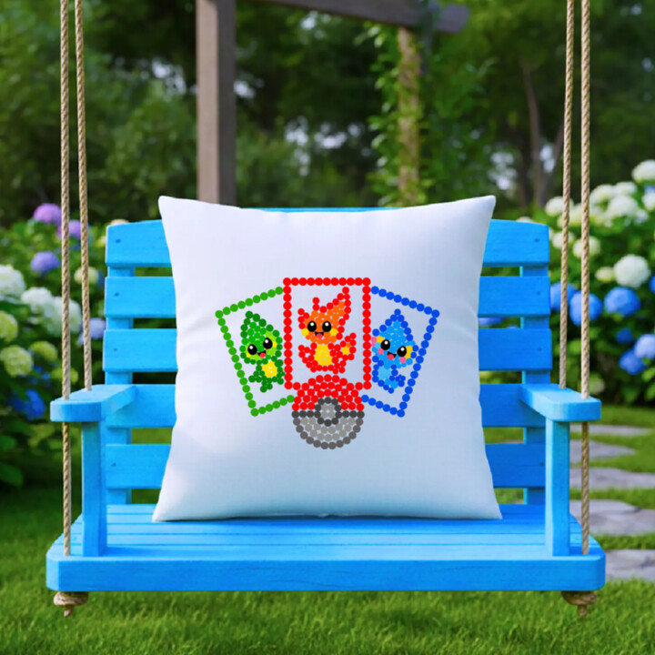 Zberateľské karty z bodiek - deň bodky - vankúš s potlačou - inšpirované Pokémonmi