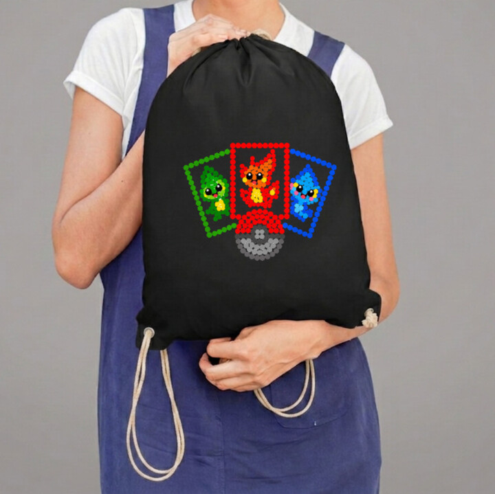 Zberateľské karty z bodiek - deň bodky - vak na chrbát s potlačou - inšpirované Pokémonmi