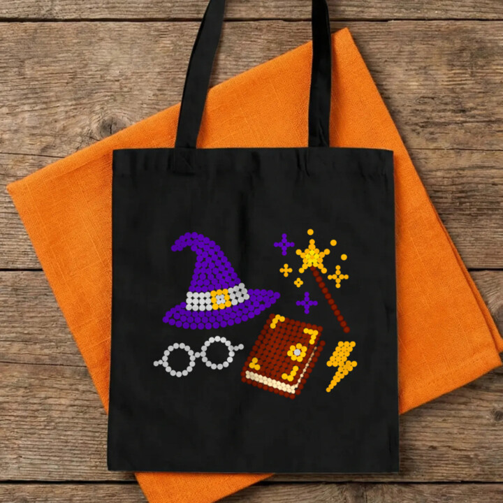 Kúzla a mágia z bodiek - deň bodky - bavlnená taška s potlačou - inšpirované Harrym Potterom