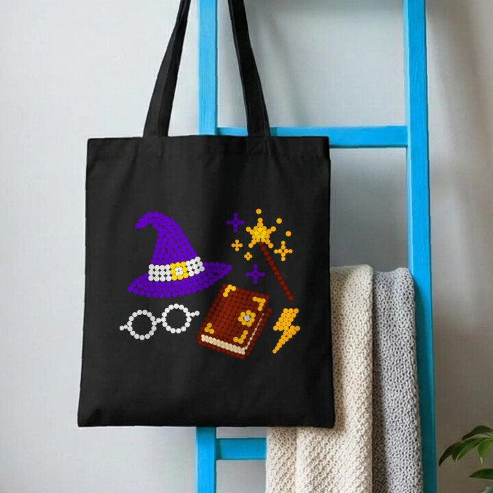 Kúzla a mágia z bodiek - deň bodky - bavlnená taška s potlačou - inšpirované Harrym Potterom