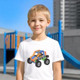 Auto zo stavebnice z bodiek - deň bodky - detské tričko s potlačou - inšpirované LEGO Technic