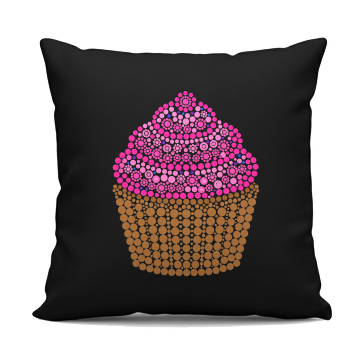 Muffin z bodiek - deň bodky - čierny vankúš s potlačou