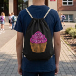 Muffin z bodiek - deň bodky - vak na chrbát s potlačou