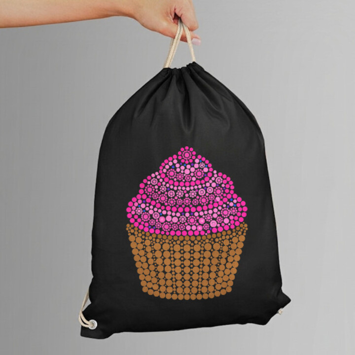 Muffin z bodiek - deň bodky - vak na chrbát s potlačou