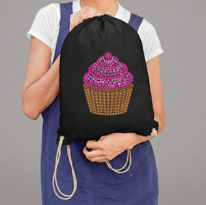Muffin z bodiek - deň bodky - vak na chrbát s potlačou