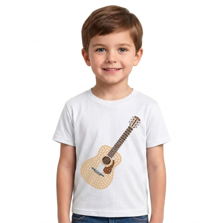 Akustická gitara z bodiek - deň bodky - detské tričko s potlačou