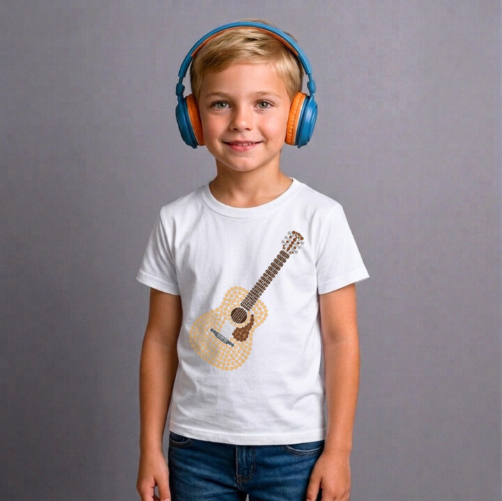 Akustická gitara z bodiek - deň bodky - detské tričko s potlačou