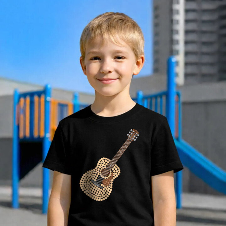 Akustická gitara z bodiek - deň bodky - detské tričko s potlačou