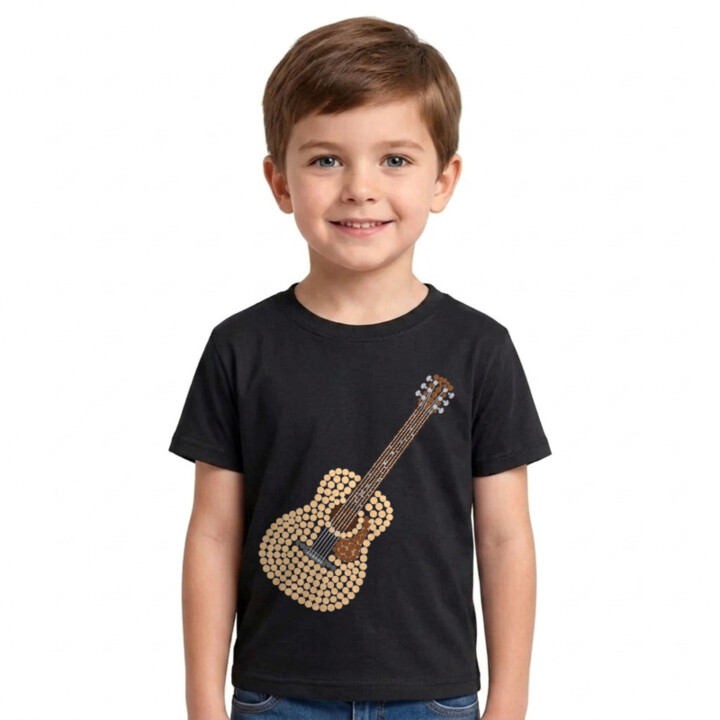 Akustická gitara z bodiek - deň bodky - detské tričko s potlačou