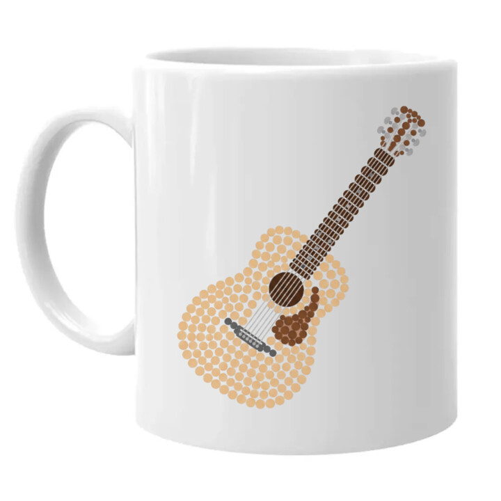 Akustická gitara z bodiek - deň bodky - keramický hrnček s potlačou