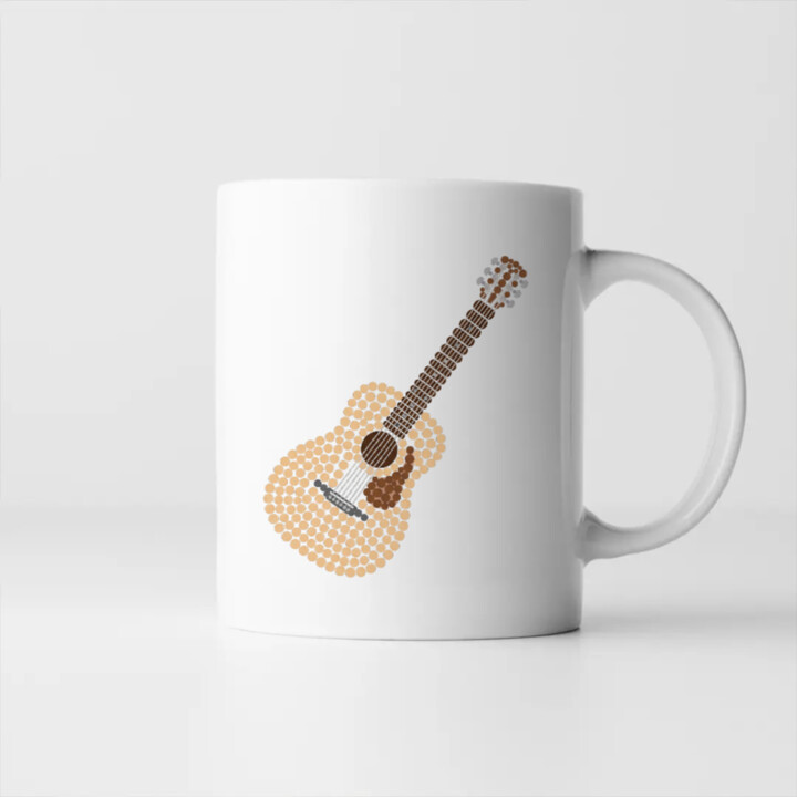 Akustická gitara z bodiek - deň bodky - keramický hrnček s potlačou
