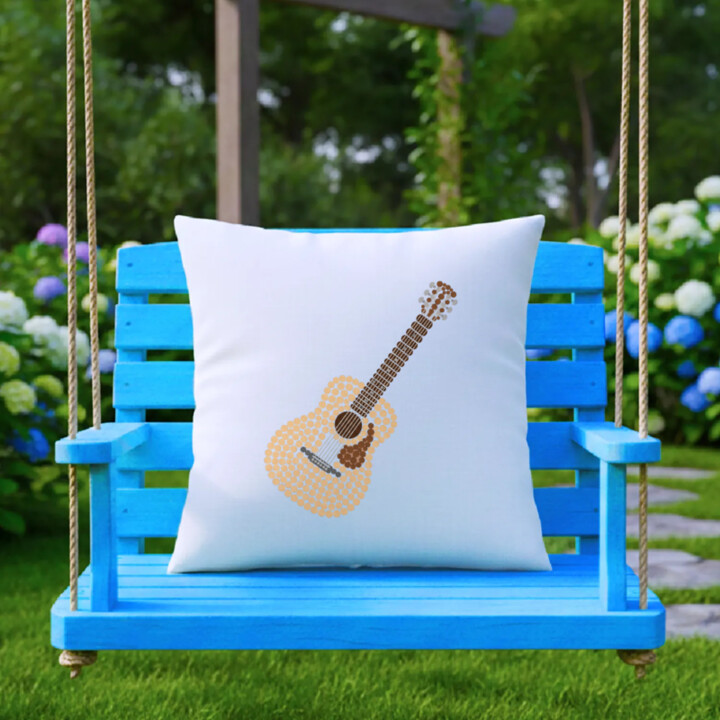 Akustická gitara z bodiek - deň bodky - vankúš s potlačou