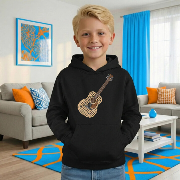 Akustická gitara z bodiek - deň bodky - detská mikina s potlačou