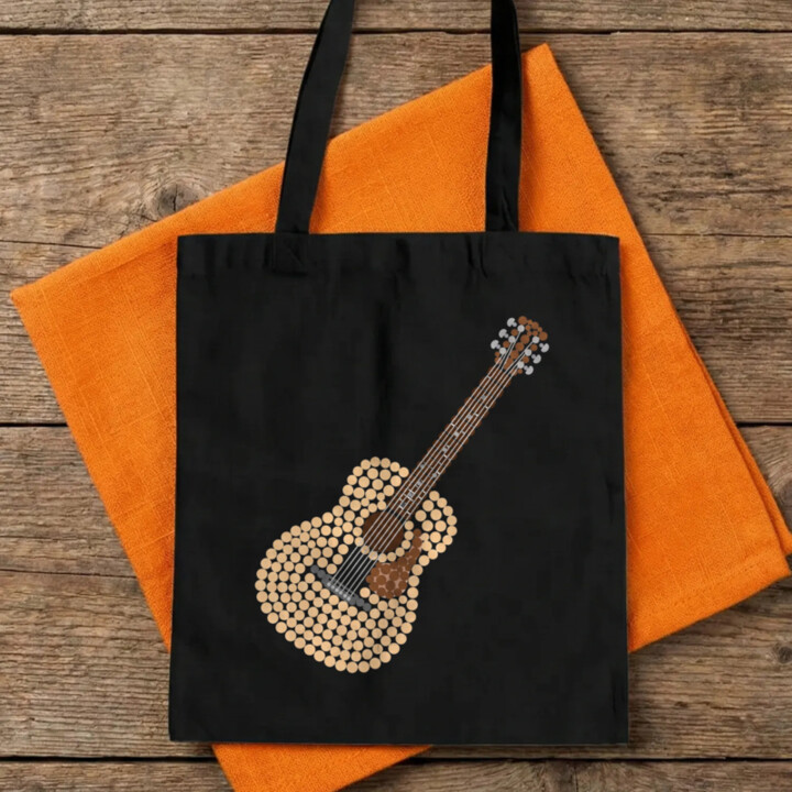 Akustická gitara z bodiek - deň bodky - bavlnená taška s potlačou