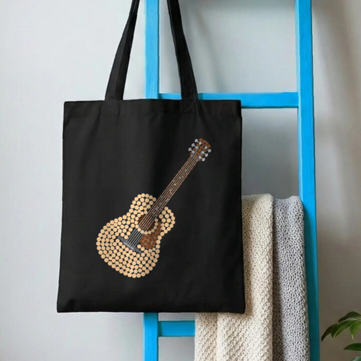 Akustická gitara z bodiek - deň bodky - bavlnená taška s potlačou