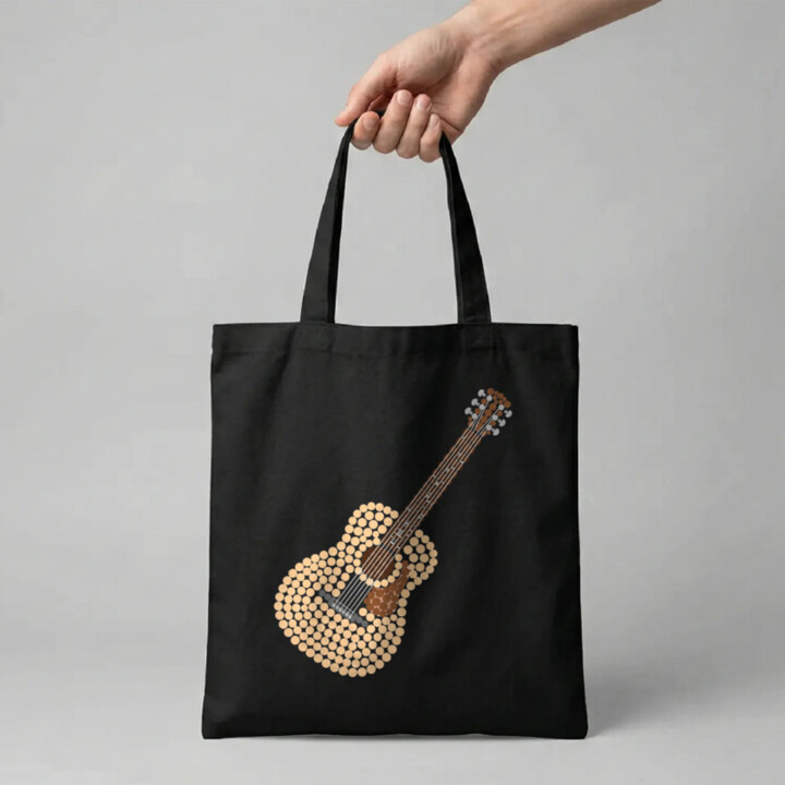 Akustická gitara z bodiek - deň bodky - bavlnená taška s potlačou