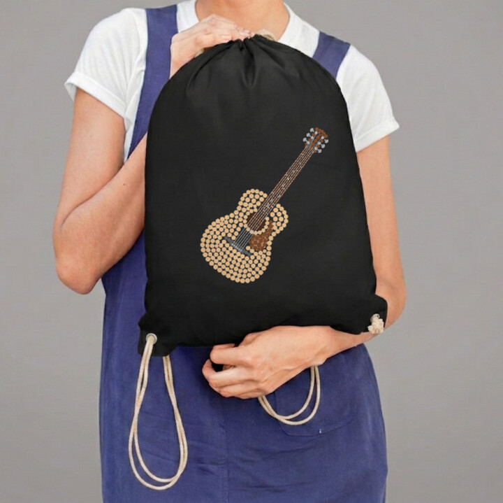 Akustická gitara z bodiek - deň bodky - vak na chrbát s potlačou