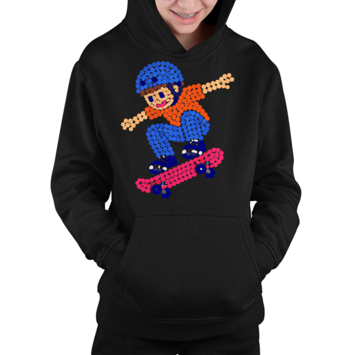 Chlapec na skateboarde z bodiek - deň bodky - detská mikina s potlačou