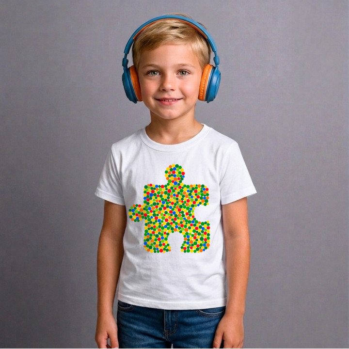 Puzzle z bodiek - deň bodky - detské tričko s potlačou