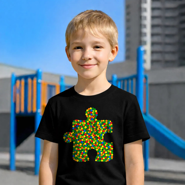 Puzzle z bodiek - deň bodky - detské tričko s potlačou