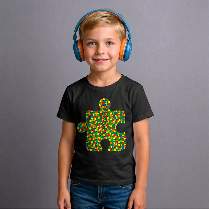 Puzzle z bodiek - deň bodky - detské tričko s potlačou