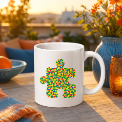 Puzzle z bodiek - deň bodky - keramický hrnček s potlačou
