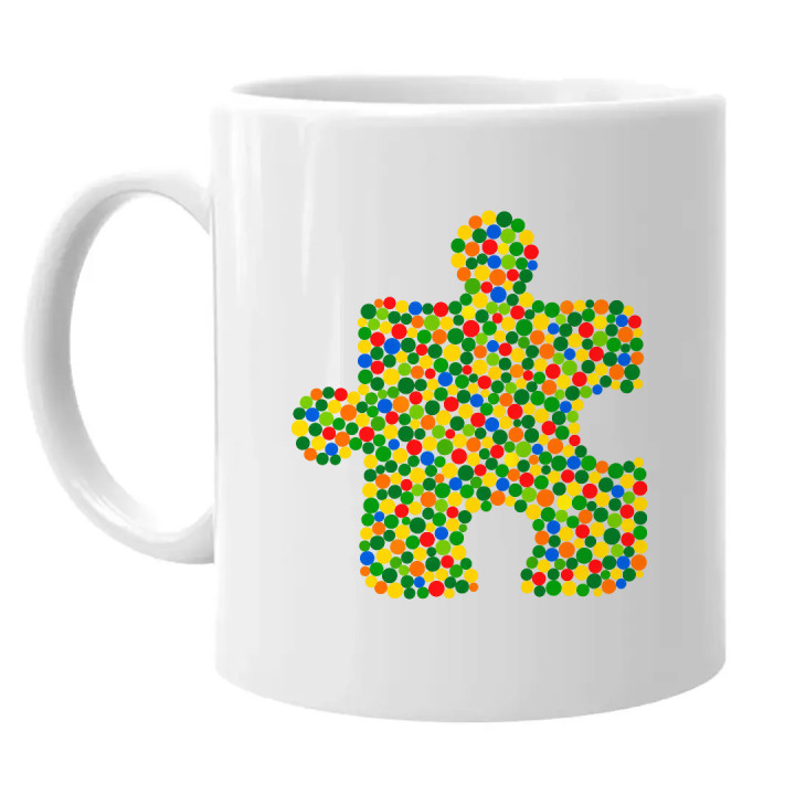 Puzzle z bodiek - deň bodky - keramický hrnček s potlačou