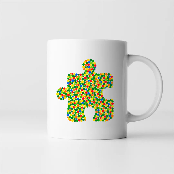 Puzzle z bodiek - deň bodky - keramický hrnček s potlačou