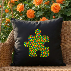 Puzzle z bodiek - deň bodky - čierny vankúš s potlačou