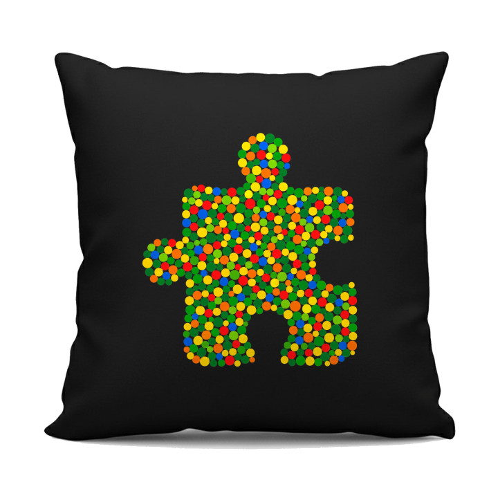 Puzzle z bodiek - deň bodky - čierny vankúš s potlačou