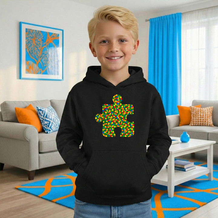 Puzzle z bodiek - deň bodky - detská mikina s potlačou