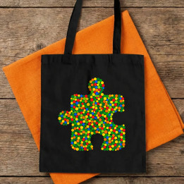 Puzzle z bodiek - deň bodky - bavlnená taška s potlačou