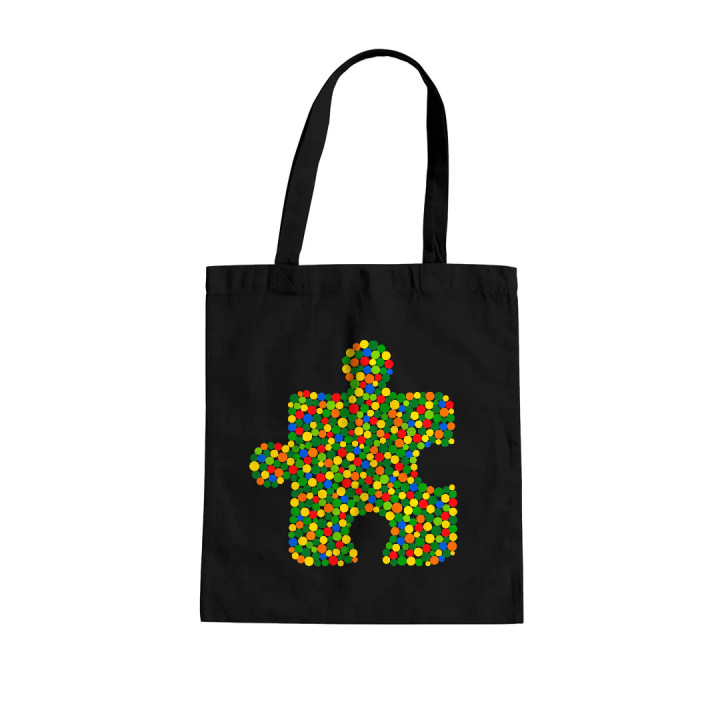 Puzzle z bodiek - deň bodky - bavlnená taška s potlačou