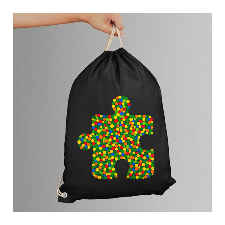 Puzzle z bodiek - deň bodky - vak na chrbát s potlačou