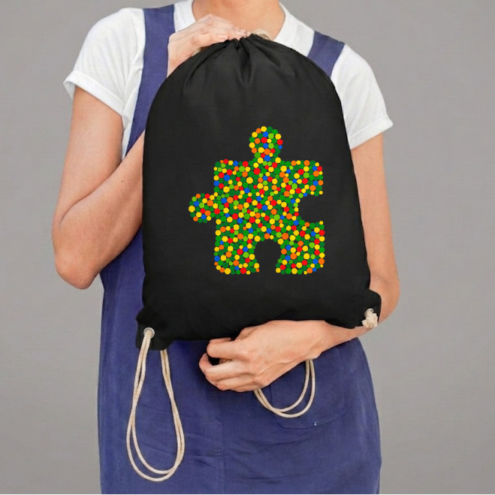 Puzzle z bodiek - deň bodky - vak na chrbát s potlačou