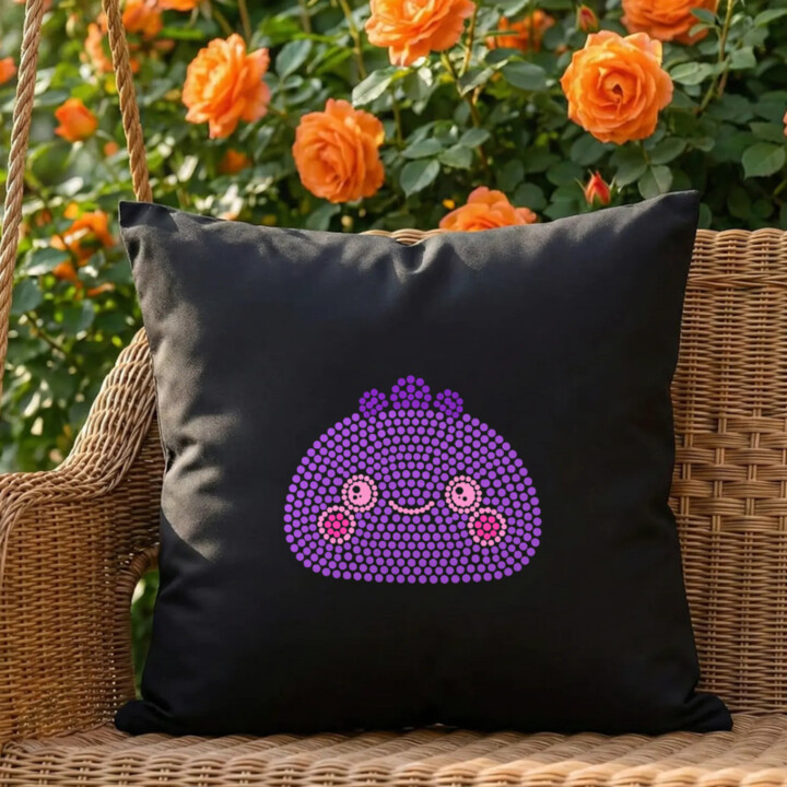 Squishy z bodiek - deň bodky - čierny vankúš s potlačou