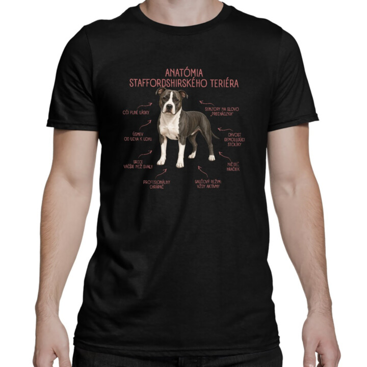 Anatómia staffordshirského teriéra - pánske tričko s potlačou