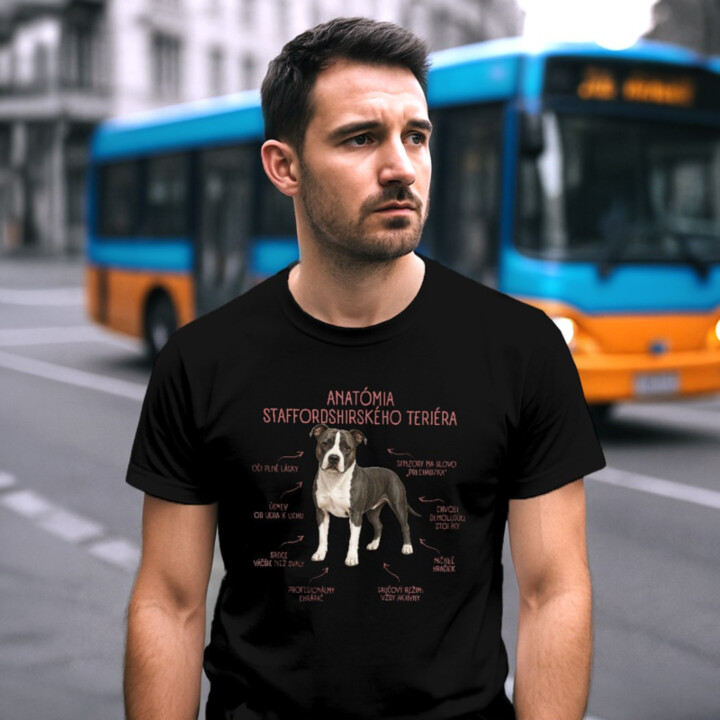 Anatómia staffordshirského teriéra - pánske tričko s potlačou