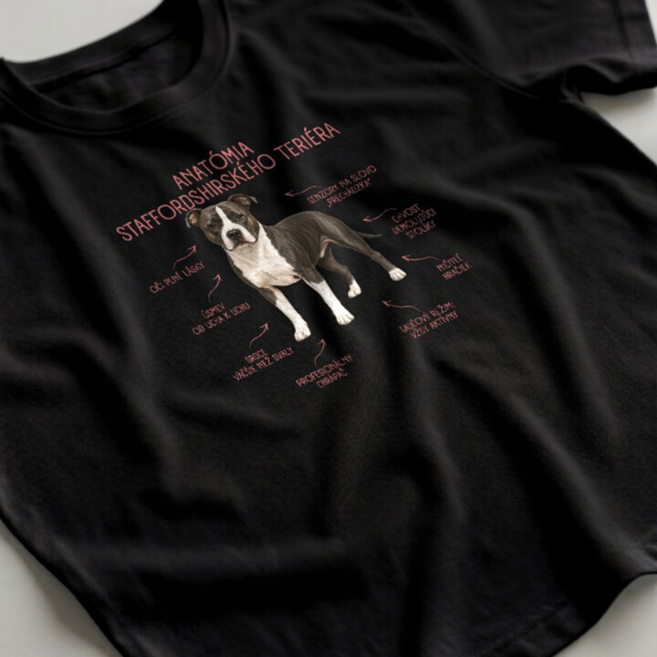 Anatómia staffordshirského teriéra - pánske tričko s potlačou