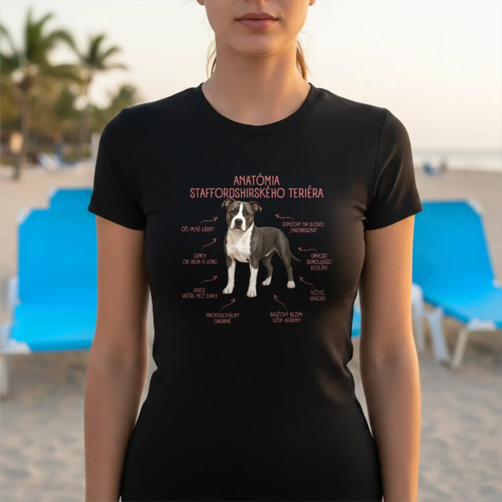 Anatómia staffordshirského teriéra - dámske tričko s potlačou