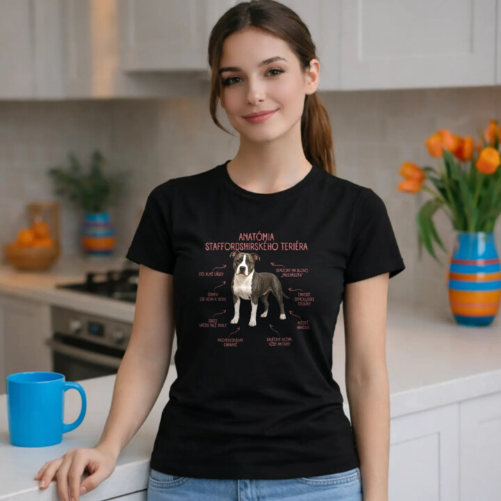 Anatómia staffordshirského teriéra - dámske tričko s potlačou