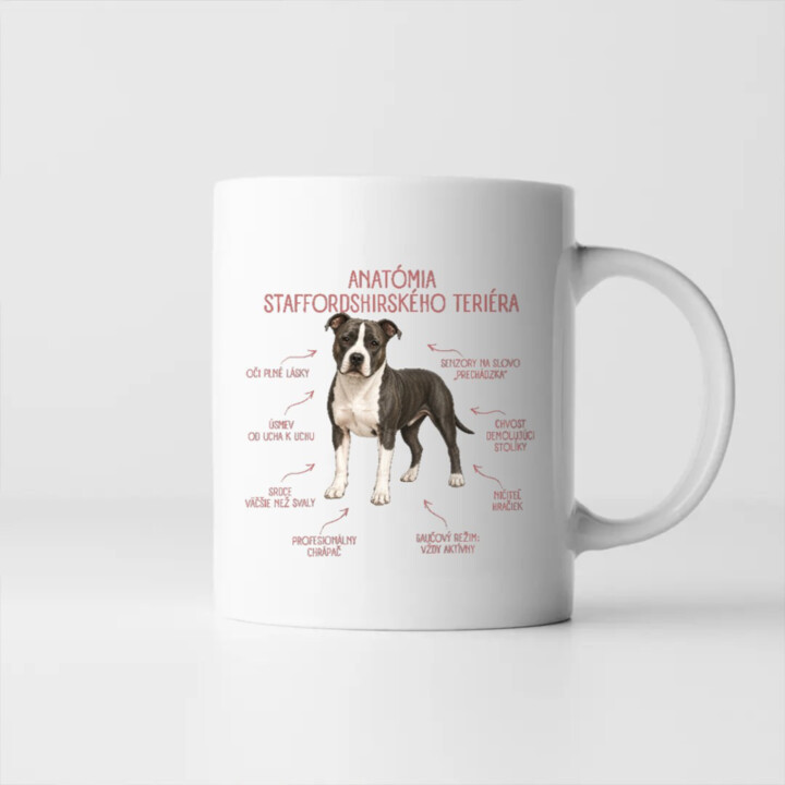 Anatómia staffordshirského teriéra - keramický hrnček s potlačou