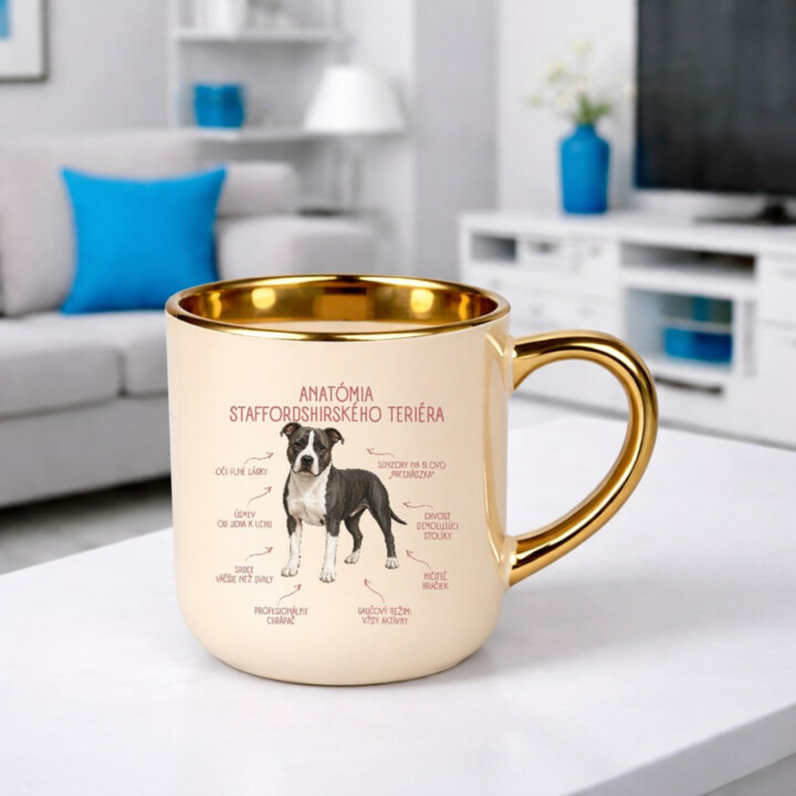 Anatómia staffordshirského teriéra - elegantný hrnček na darček