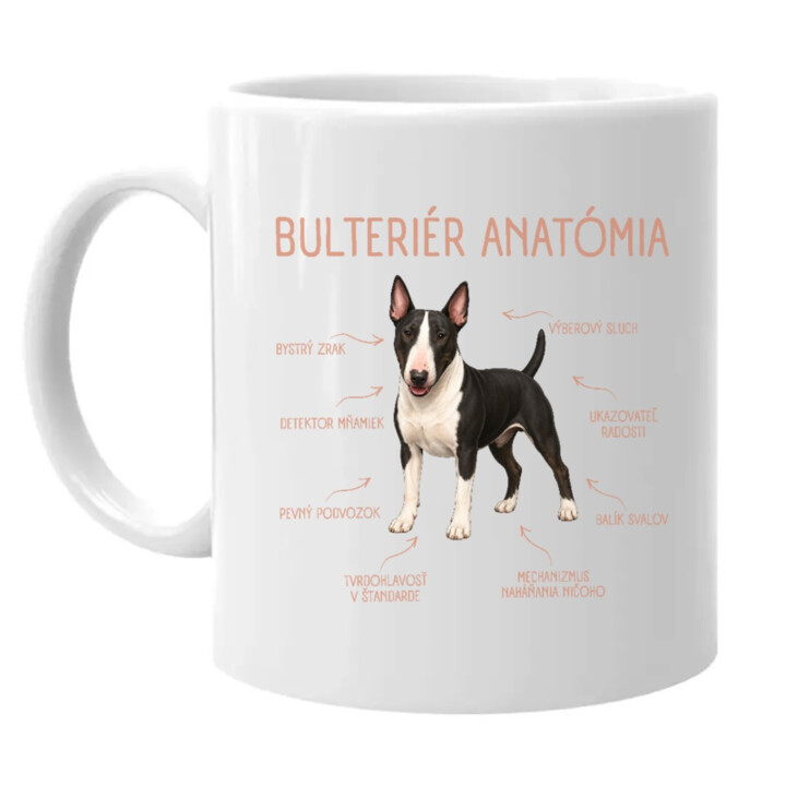 Anatómia bulteriéra - keramický hrnček s potlačou