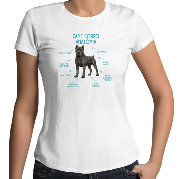 Anatómia cane corso - dámske tričko s potlačou