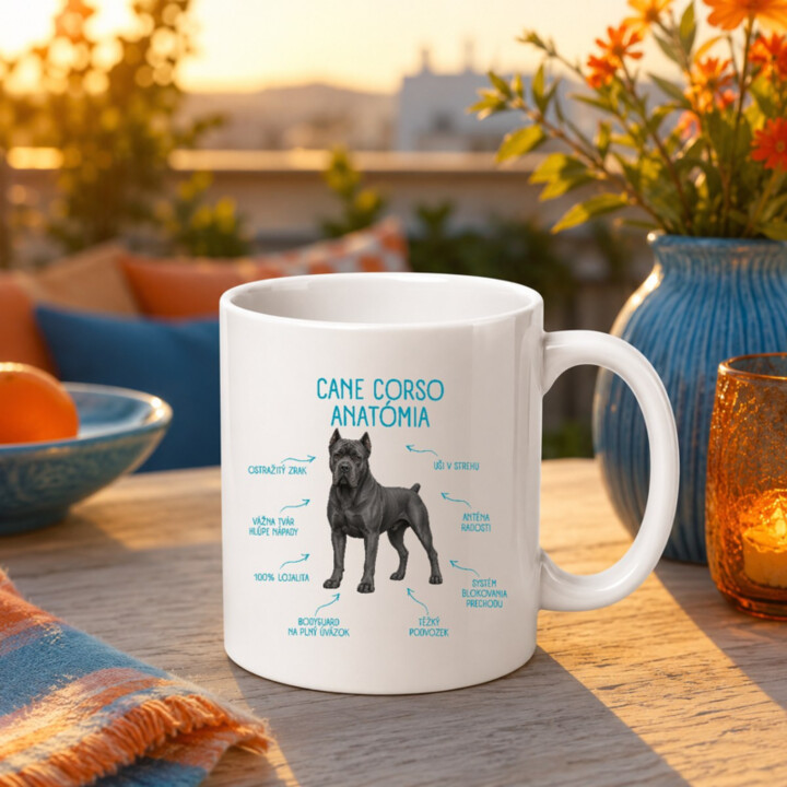 Anatómia cane corso - keramický hrnček s potlačou