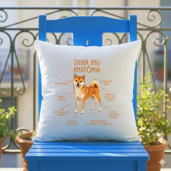 Anatómia shiba inu - vankúš s potlačou