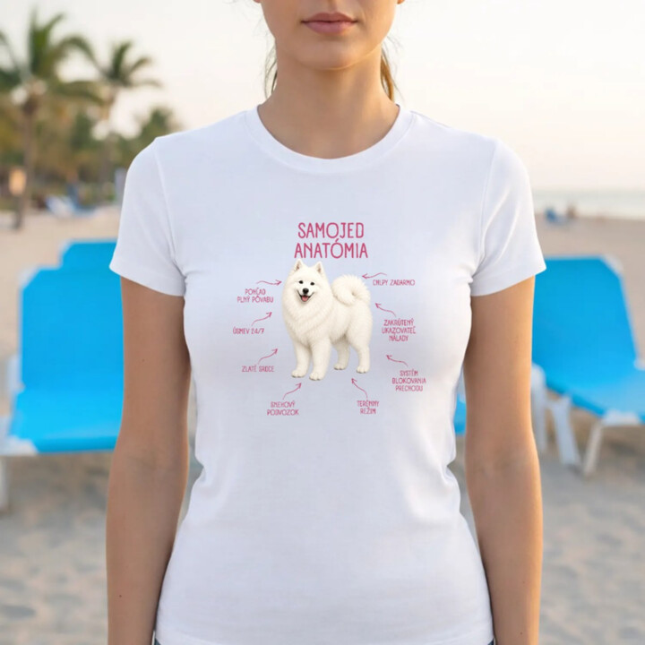 Anatómia samojeda - dámske tričko s potlačou