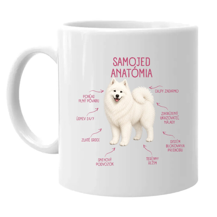 Anatómia samojeda - keramický hrnček s potlačou