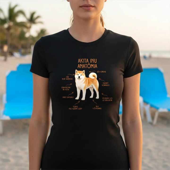 Anatómia akita inu - dámske tričko s potlačou